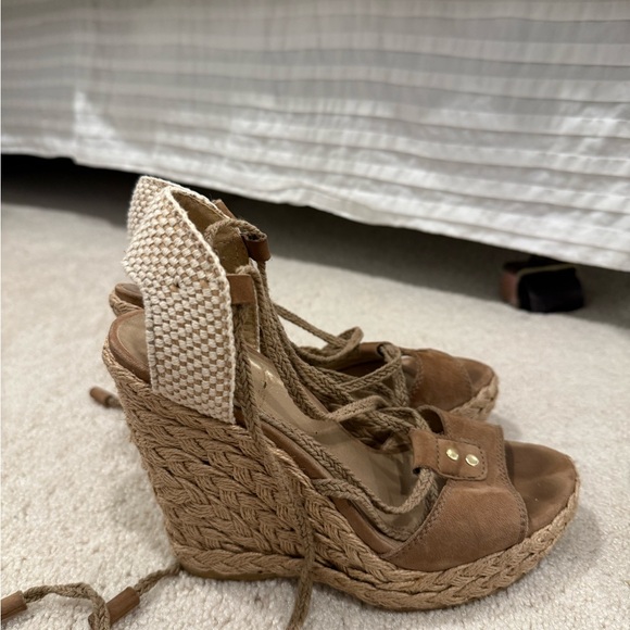 Stuart Weitzman Tan Suede Wedge Sandals - Picture 3 of 3